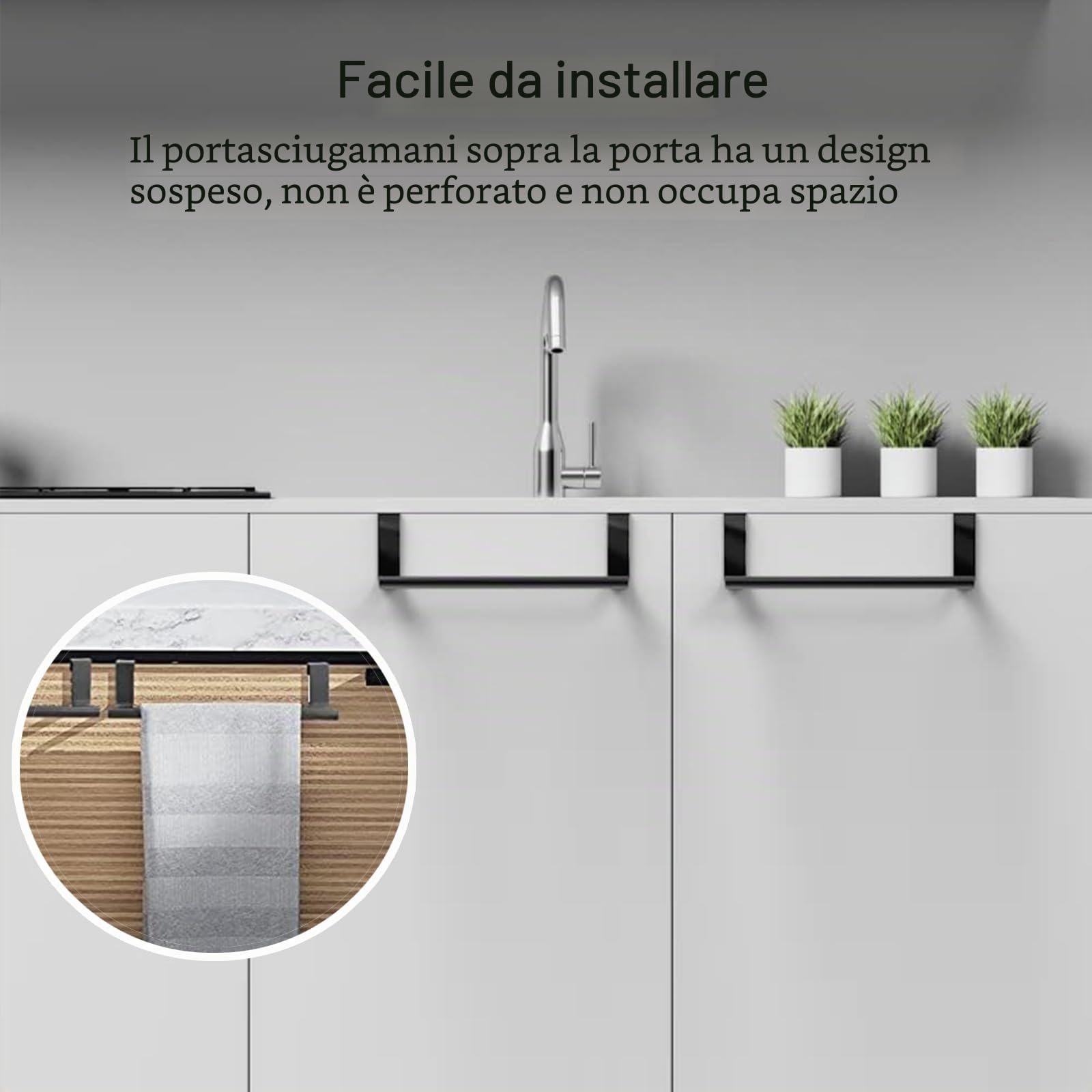 2 portasciugamani da porta, portasciugamani senza foratura, in acciaio inox, porta asciugamani da cucina, da appendere, per porta asciugamani, porta per cassetti, ante dell'armadio