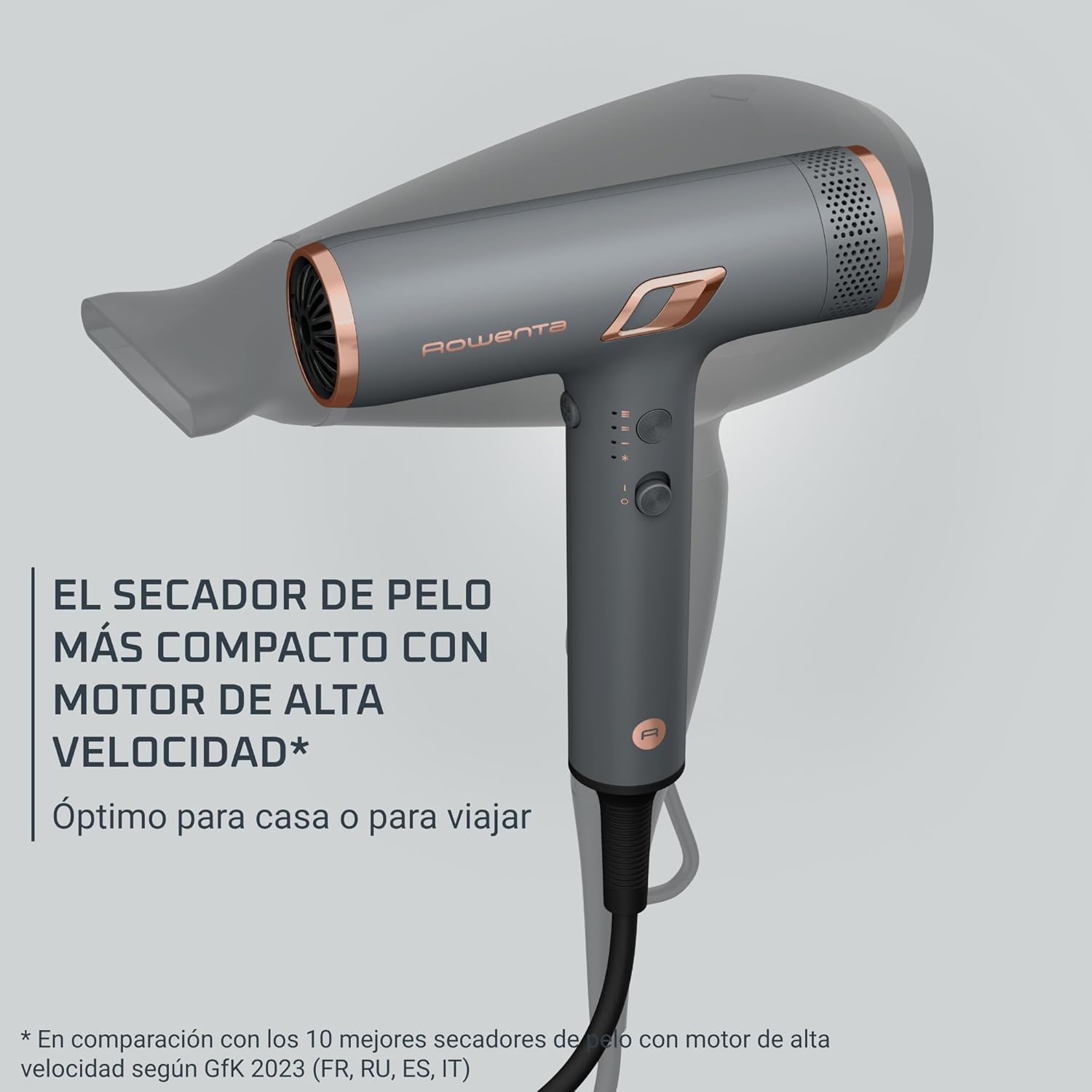 Rowenta Nano - Secador Profesional Compacto, Ligero, Motor de Alta Velocidad, Tecnología Ionic Control, Secado Rápido y Brillo Intenso, 1700W, HY8120