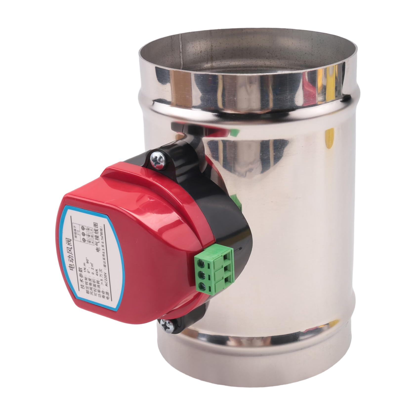 pofaa 220V Stainless Steel Electric Damper Electric Air Valve Motorized Check Valve for 4Inch Pipe 100mm
