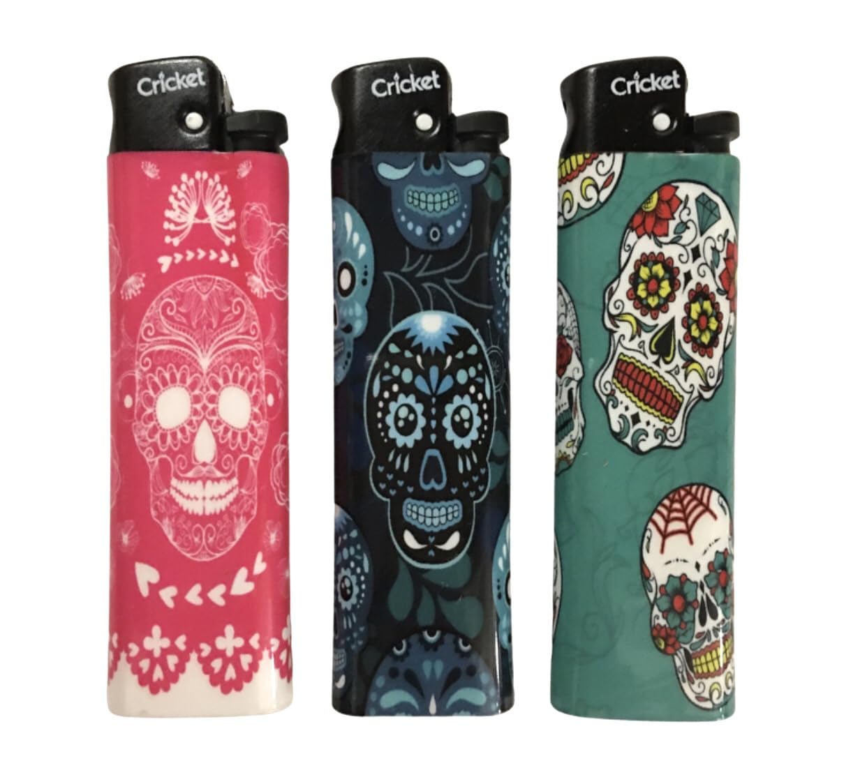 Generic 3 Cricket Skulls Lighters - Made in Holland - Regular Size, Assorted