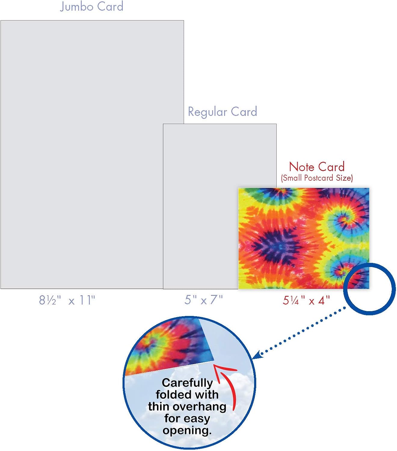 The Best Card Company - 10 Boxed Blank Note Cards Set with Envelopes (4 x 5.12 Inch), Tie Die Retro Fun Note Cards Assorted - To Dye For M6593OCB : Office Products