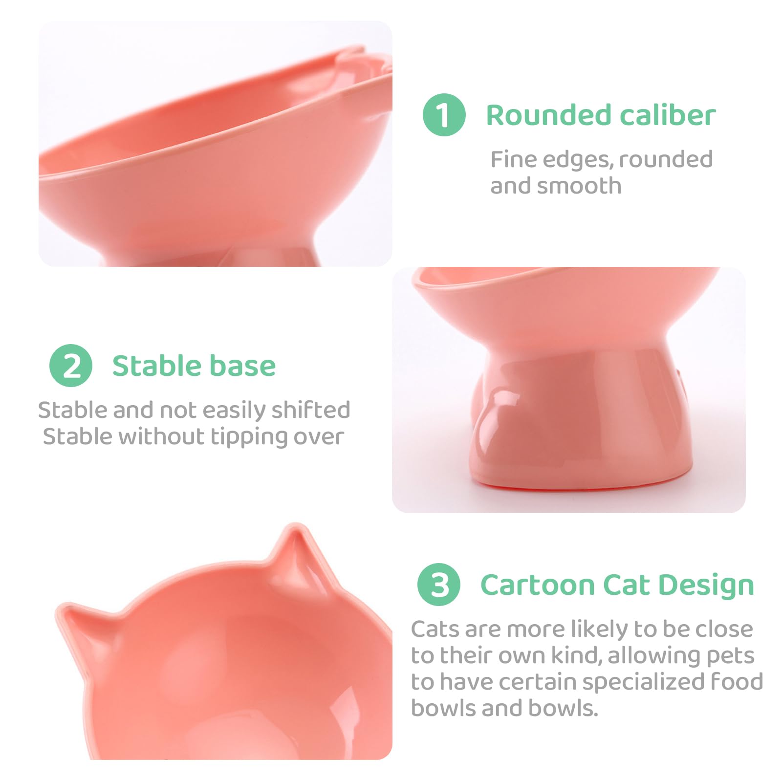 Ciotole Rialzate Per Gatti - Set Da 3, Design Con Piedini Per Proteggere La Schiena, Plastica PP - Foto 12