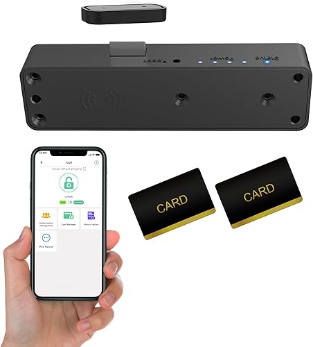 Miniatura 10 de eLinkSmart - Cerradura de gabinete oculta para cajón con tarjeta RFID, NFC, cerradura de puerta de armario de seguridad infantil para cocina,