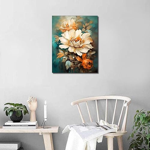 Miniatura 2 de TUMOVO Pintura de flores por números, pintura al óleo abstracta para adultos y niños, pintura por números, kits de pintura por números sobre lienzo,