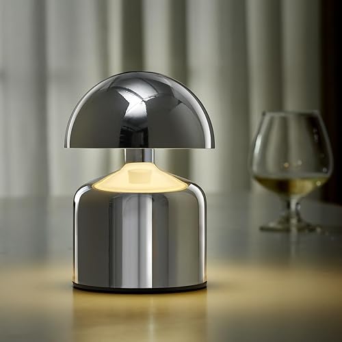 Miniatura 9 de Moderna lámpara de mesa pequeña inalámbrica con forma de hongo, lámparas LED táctiles, lámpara de mesita de noche regulable de 3 vías, mini luz