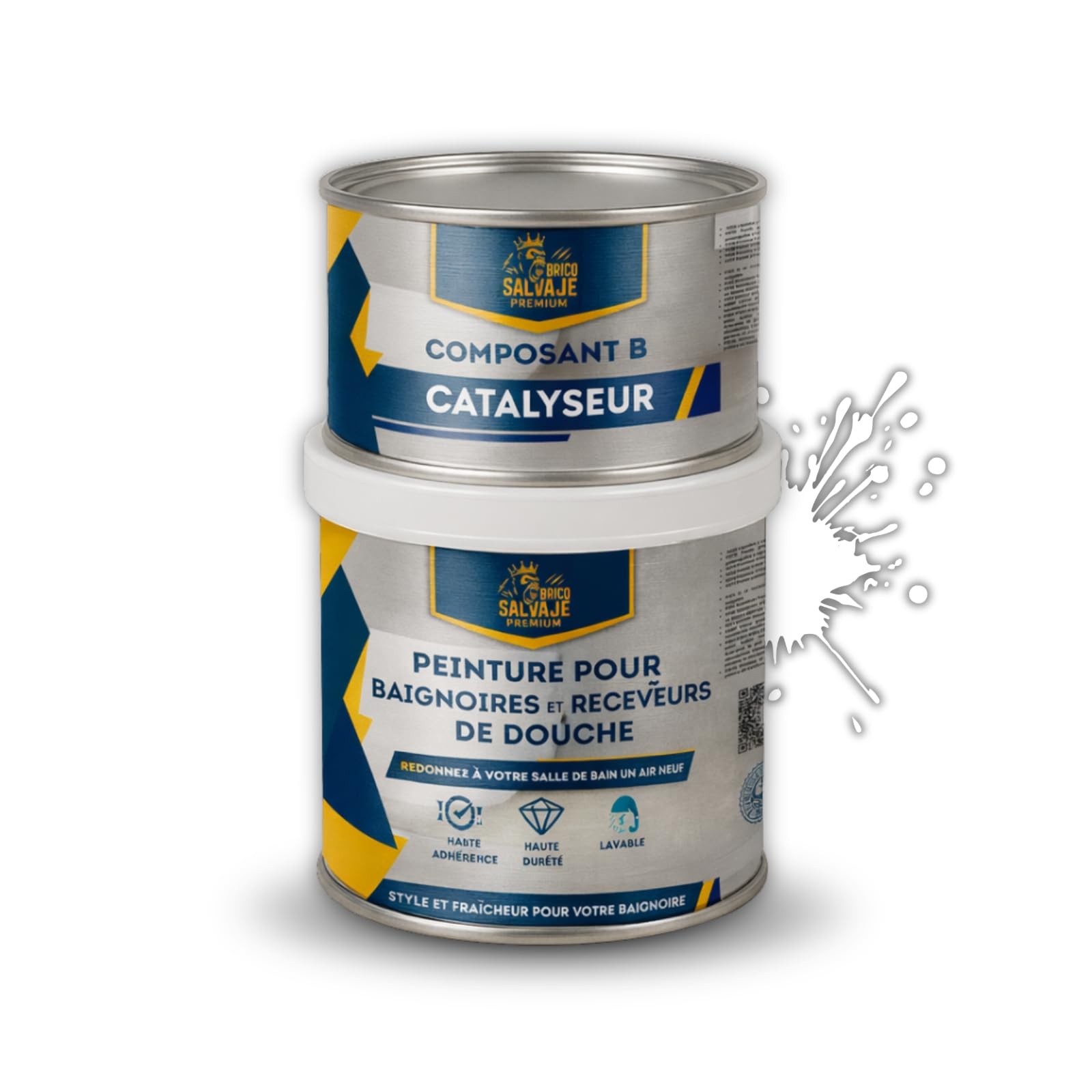 Peinture pour receveurs de douche et baignoires, Finition MAT, Kit 150 ml (composant B) + 600 ml (composant A) – Séchage rapide, grande dureté et résistance premium (Brouillard d'hiver)
