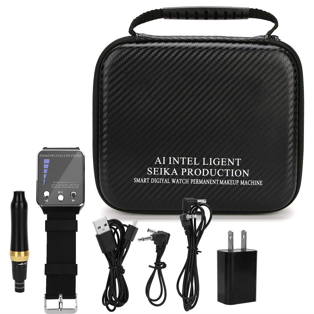 Electric Low Noise Microblading Machine, SemiPermanent Makeup Tattoo Pen, MicroBlading Tattoo Device with Intelligent Watch, for Eyebrow Eyeliner Lip Tattoo