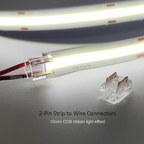 Miniatura 5 de Biantie La Conectores de tira LED universales de 2 pines para unir tiras de luz LED COB y SMD de un solo color de 0.315 in y 0.394 in (paquete de 25)