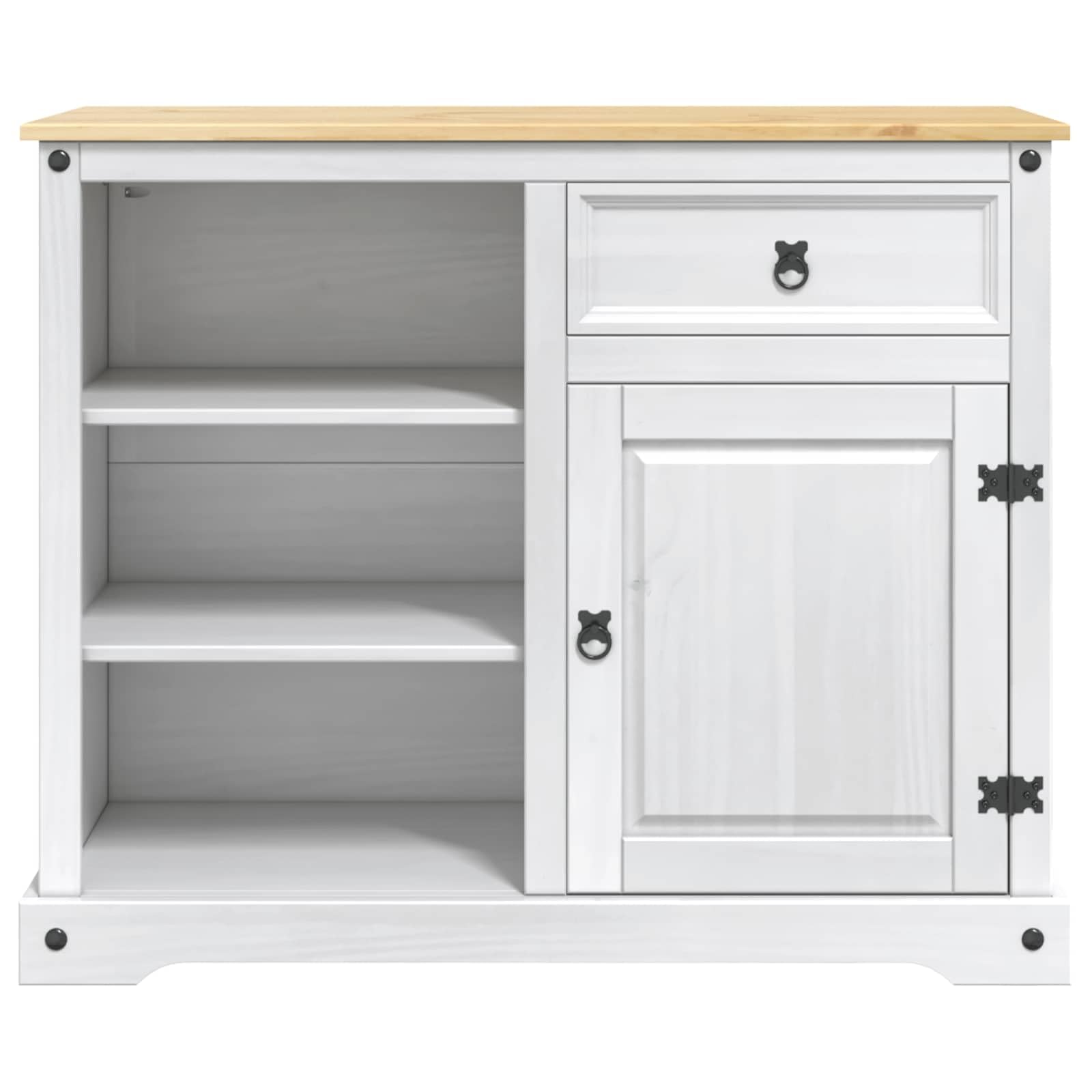 Lot de 2 îlots de cuisine en pin massif blanc cire de miel 112 x