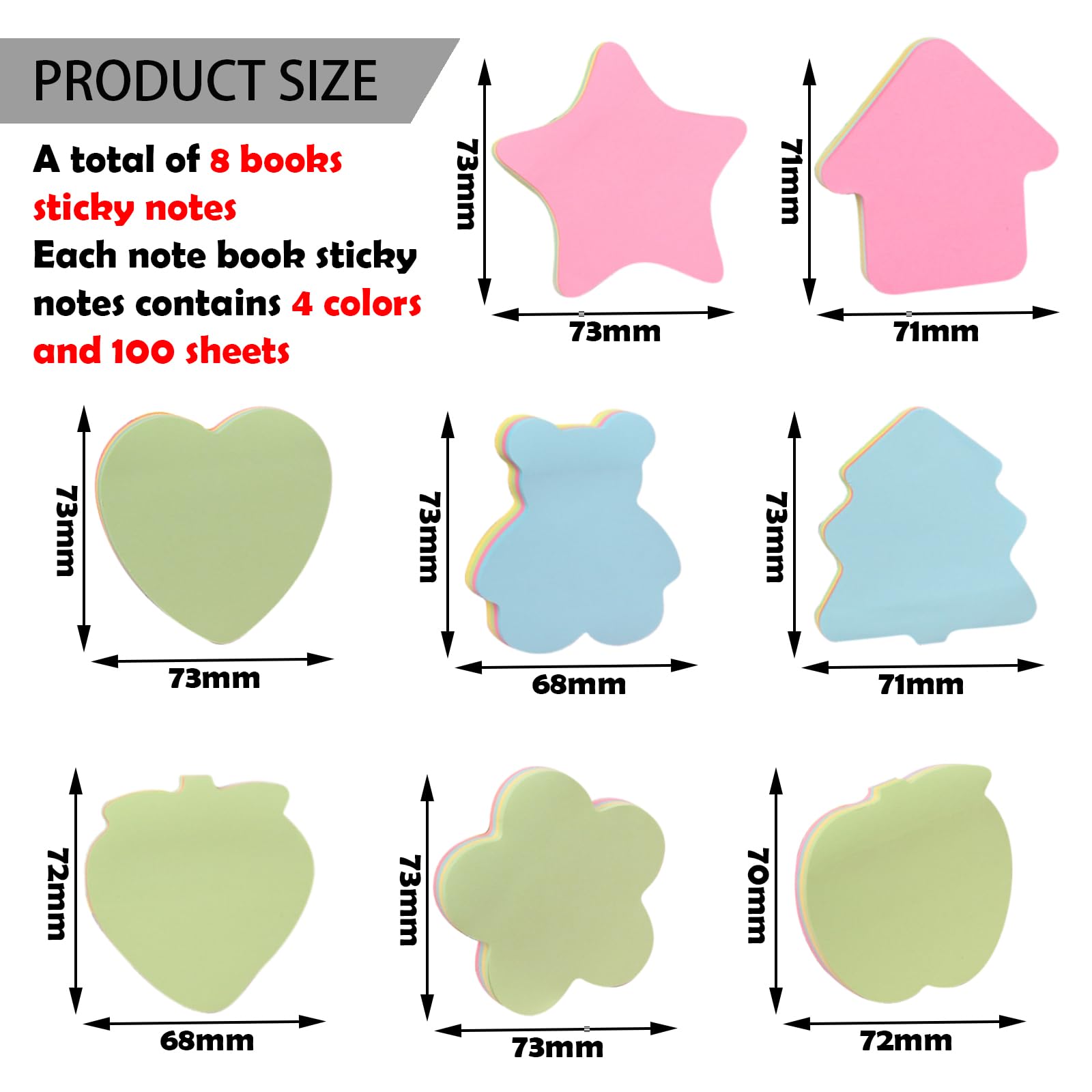 TYXHXTF 800 Sheets Sticky Notes, Colour Sticky Notes, 100 Sheets Every Pad, Self Sticky Notes Pad - Image 2