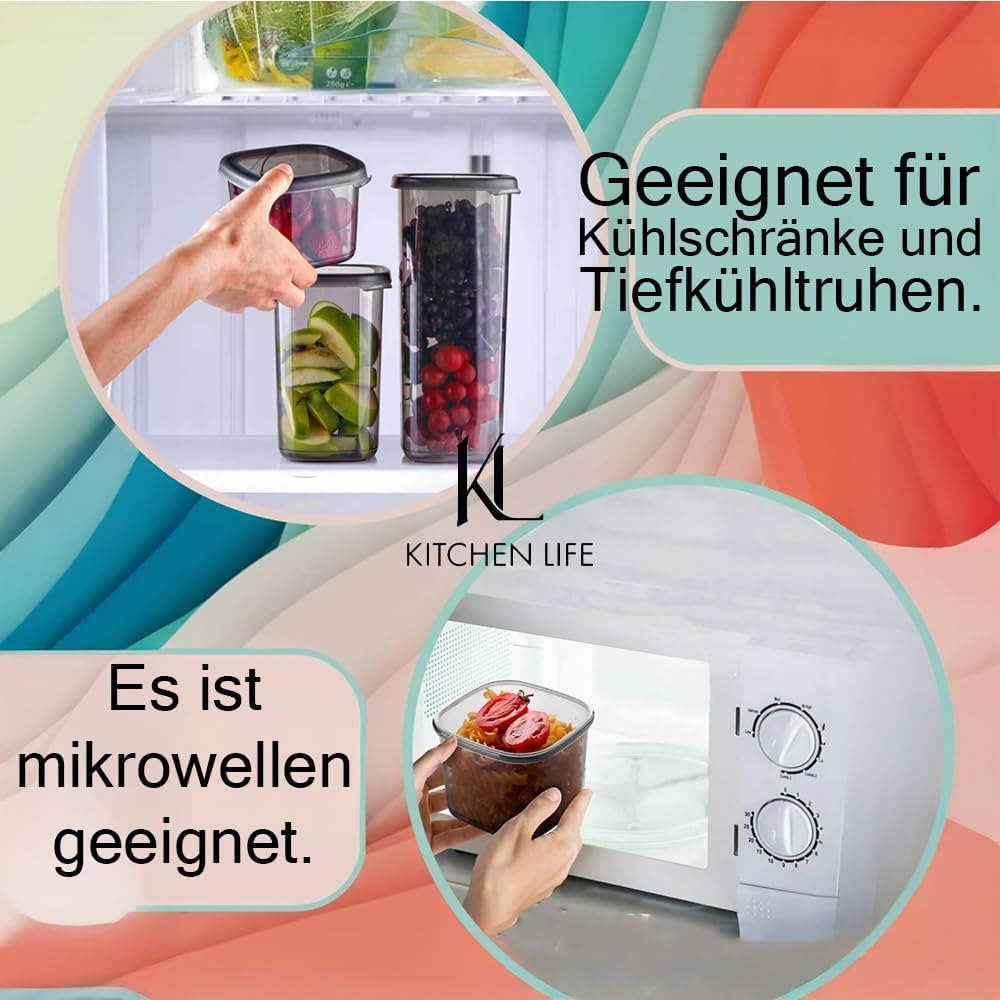 24-teiliges Vorratsdosen Set mit Etiketten – Stapelbare Behälter: 6x 1750ml, 1200ml, 550ml, 450ml – BPA-frei, Mikrowellen- & Gefriergeeignet