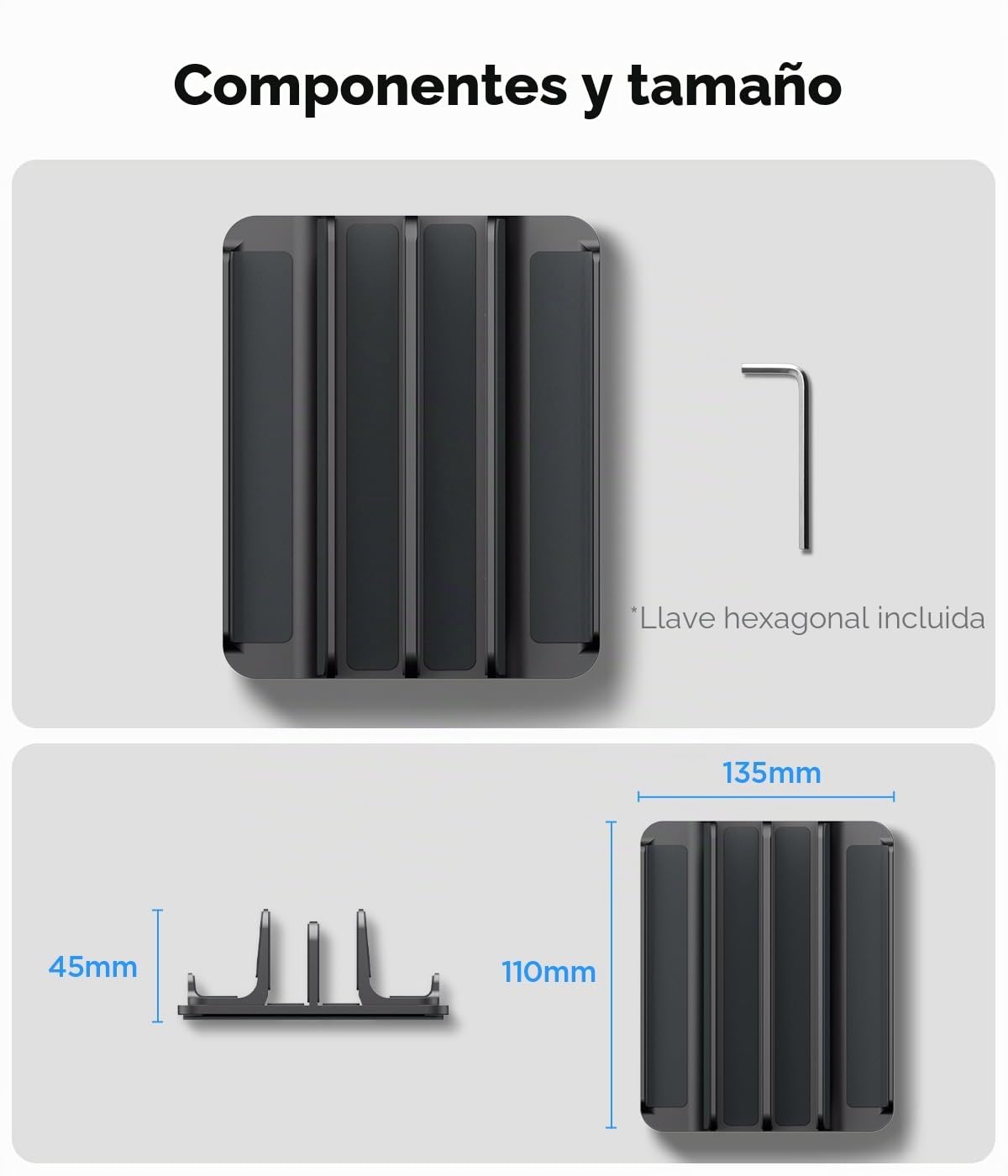 Spigen Soporte Vertical [hasta 4 Dispositivos] Organizador de Escritorio para Portátil, Tablet y Moviles, Compatible con MacBook Pro Air Mini Neo, iPad Pro Air, iPhone 17 16 15, Galaxy, Pixel