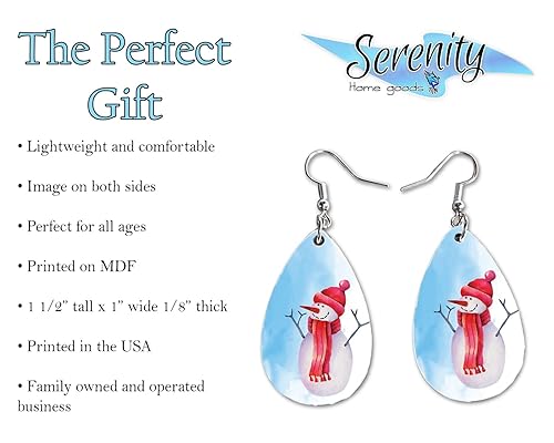 Miniatura 30 de Adorable Snoman Dangle Earrings Set Lightweigh Christmas Winter Jewelry Jewelry Earings Double Sided Print