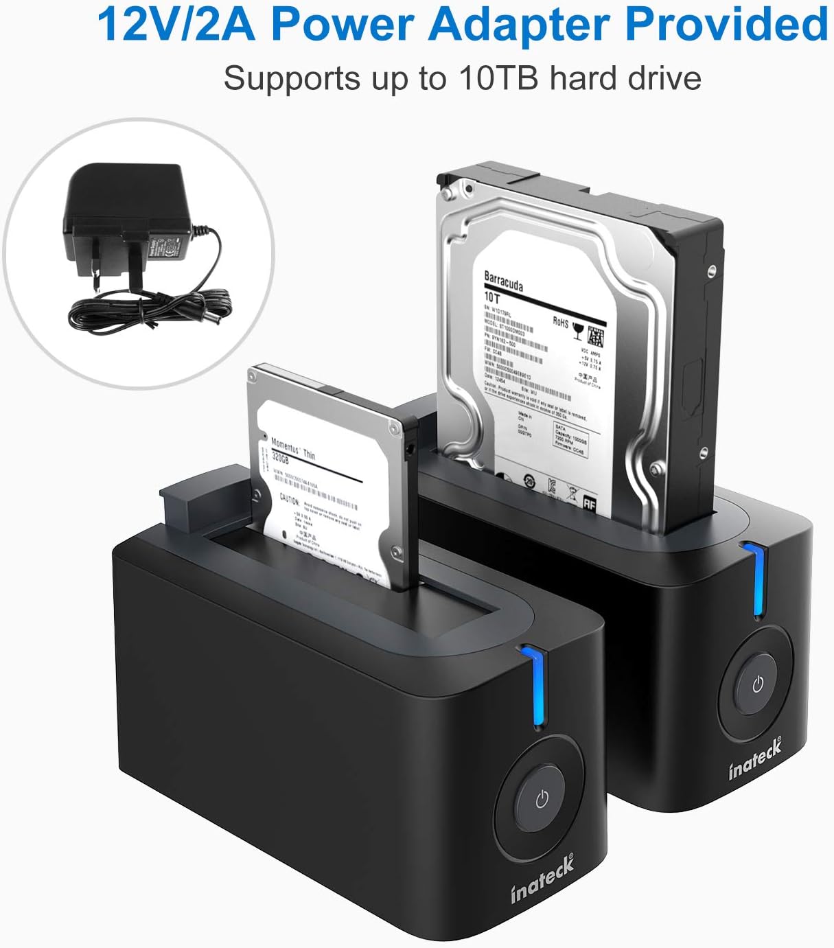 Inateck USB 3.0 Hard Drives Docking Station for 2.5 Inch and 3.5 Inch HDD SSD SATA I/II/III, Support UASP and 10TB Drives, Optimized for Ssd(Fd1003)
