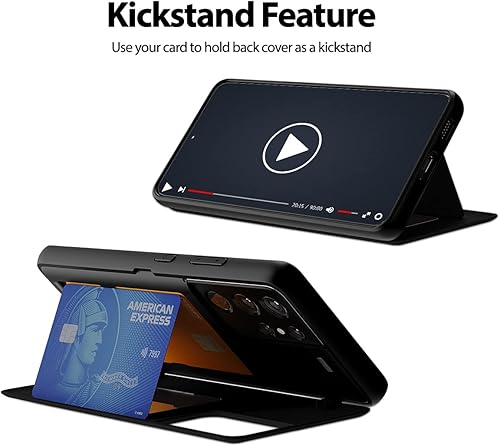 Miniatura 7 de GOOSPERY Parachoques Magnético Compatible con Galaxy S21 Ultra, Funda Tipo Billetera con Porta Tarjetas, Cierre Automático por Imán, Protección de