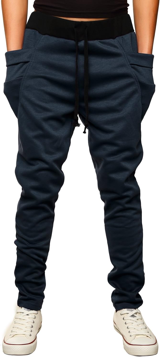 HEMOON Mens Jogging Pants Tracksuit Bottoms Training Running Trousers Navy