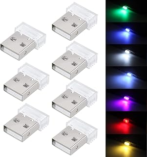 NON-SQUARE Mini USB Car Light, 7 Pack Universal Portable USB Atmosphere Light DC 5V Smart USB LED Car Interior Lighting kit for Laptop Keyboard Night Home Office Decoration. (7 Colors)