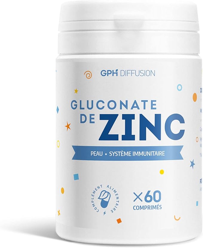 Gluconate de Zinc 15 mg 60 comprimés Peau Système Immunitaire