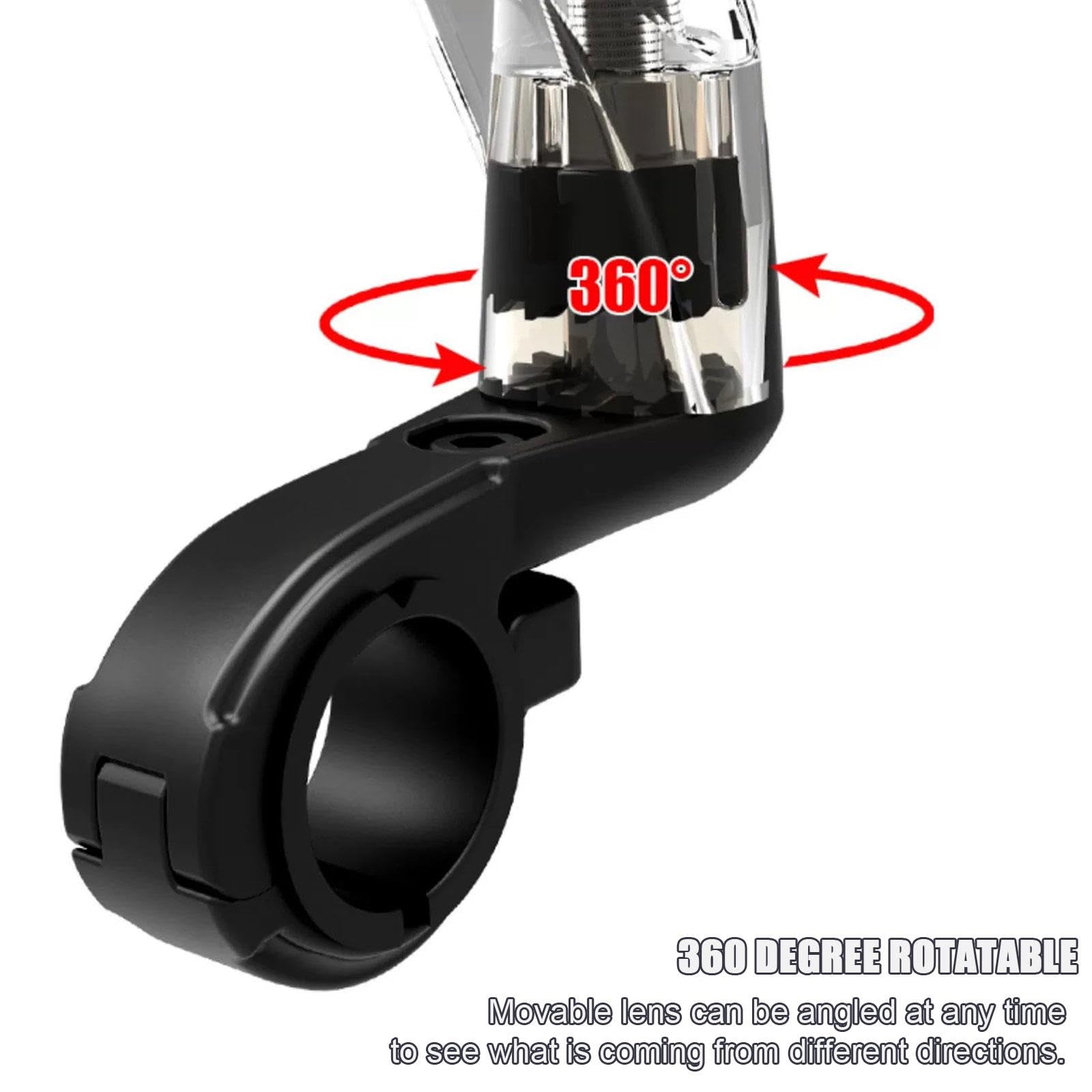 Lusterko Wsteczne Na Kierownicę Roweru - Obrotowe I Regulowane, Szerokokątne, Bezpieczne Szkło HD, Odporne Na Wstrząsy Lusterko Boczne - Uniwersalny Na Rower Rower E-bike,1Pair