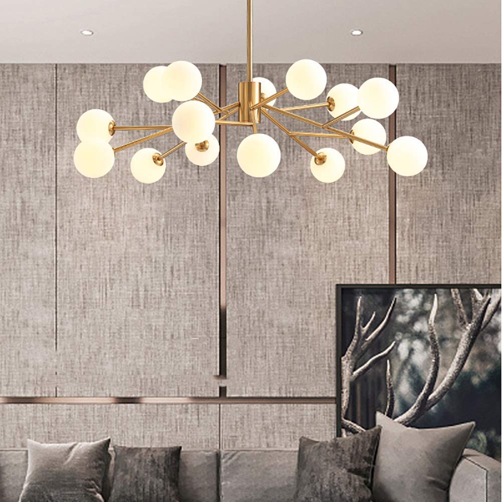 chandelier Przemysł Sputnik żyrandol, przezroczysty szklany oświetlenie żyrandoli wyposażenie oświetlenia salonu lampy do jadalni Lampy LED wiszące światło sufitowe ramię w jasnym, szarej abażurze.,