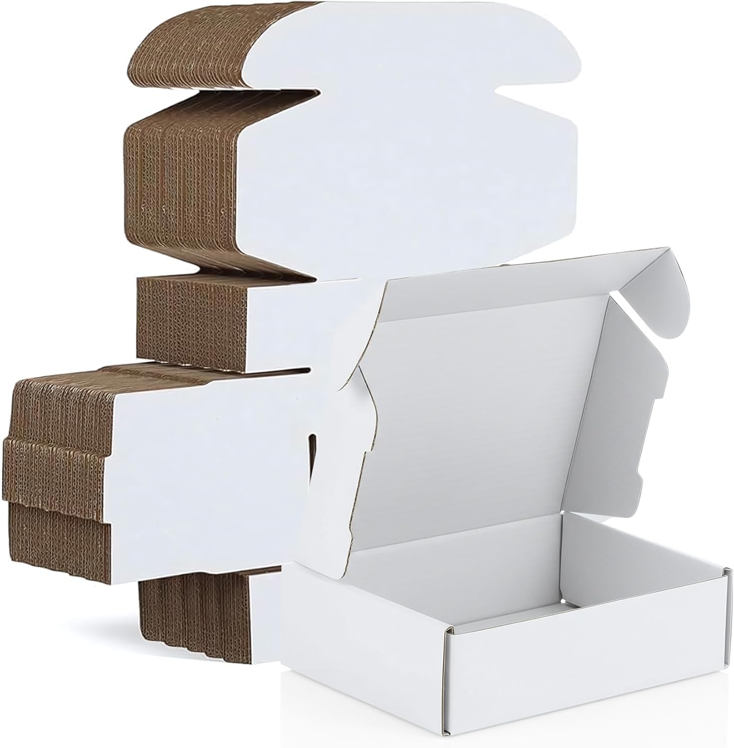 100-Pcs White Small Shipping Boxes - 3 Layer Bulk Corrugated Cardboard Packaging Boxes for Small Business, Ecommerce Mailers, Jewelry Gifts(5.91 x 3.94 x 1.57 Inches)