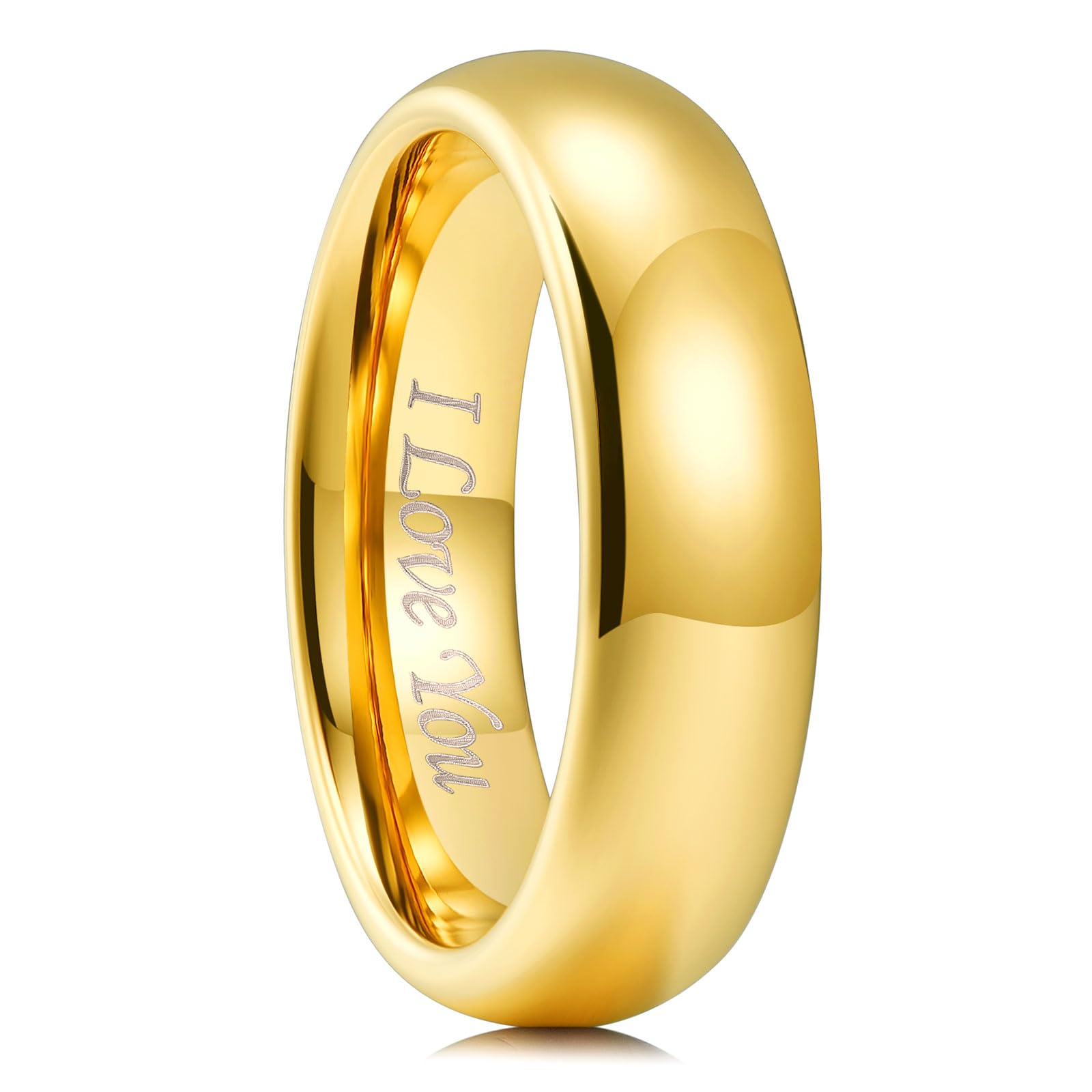 King Will Men's Women's Tungsten Carbide Ring 24k Gold Plated Rose Gold Plated Domed Polished Finish Wedding Band