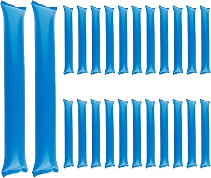 24pcs Inflatable Thunder Sticks,Team Spirit SticksPlastic Boom Cheering Noisemakers for Sports Games & PartiesBlue