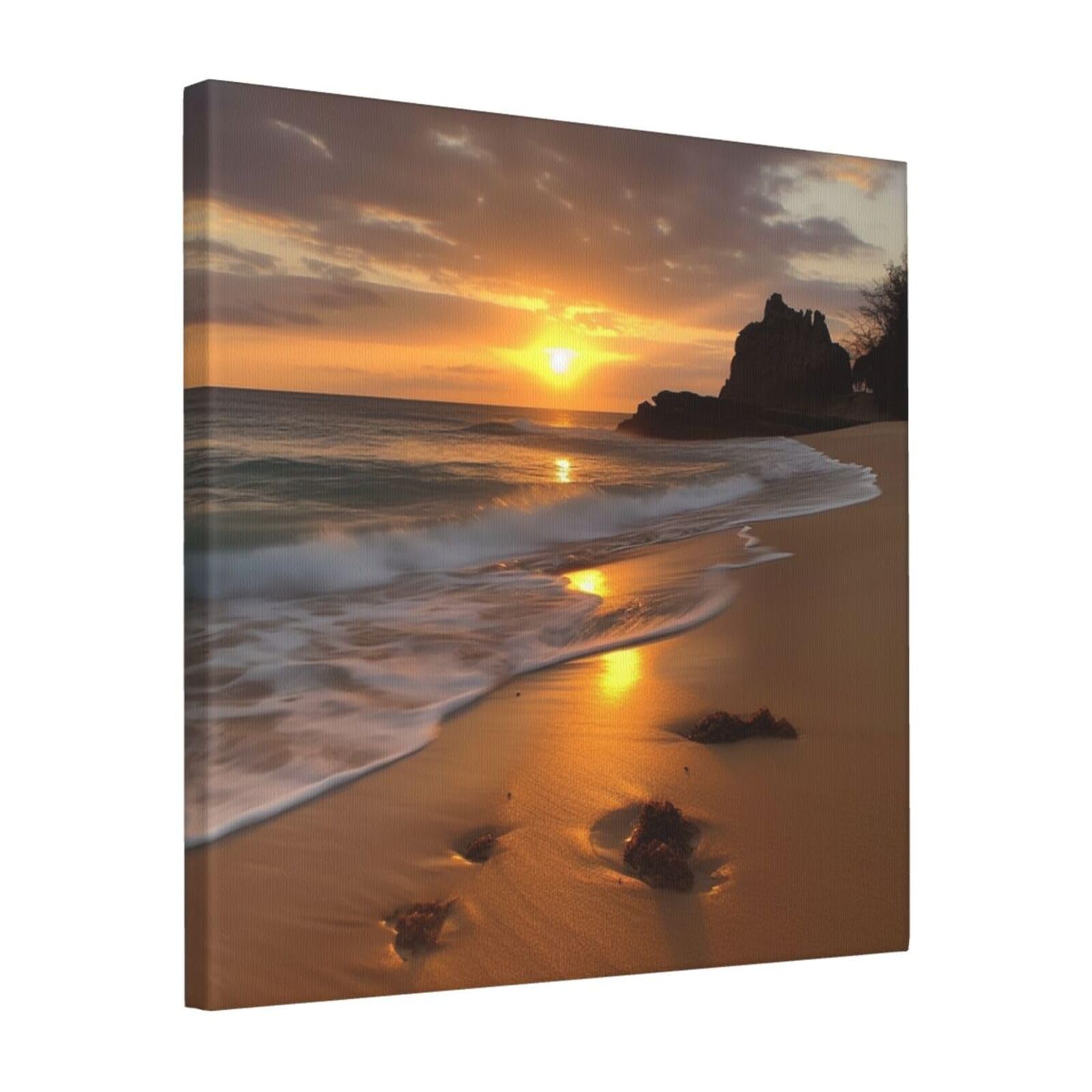 FodPand Sunrise beach Canvas Wall Art for Living Room Wall Decor 16"x16" Modern Artwork Painting Pictures Hanging Canvas Prints Aesthetic Wall Art for Bedroom Bathroom Office Wallart Decor