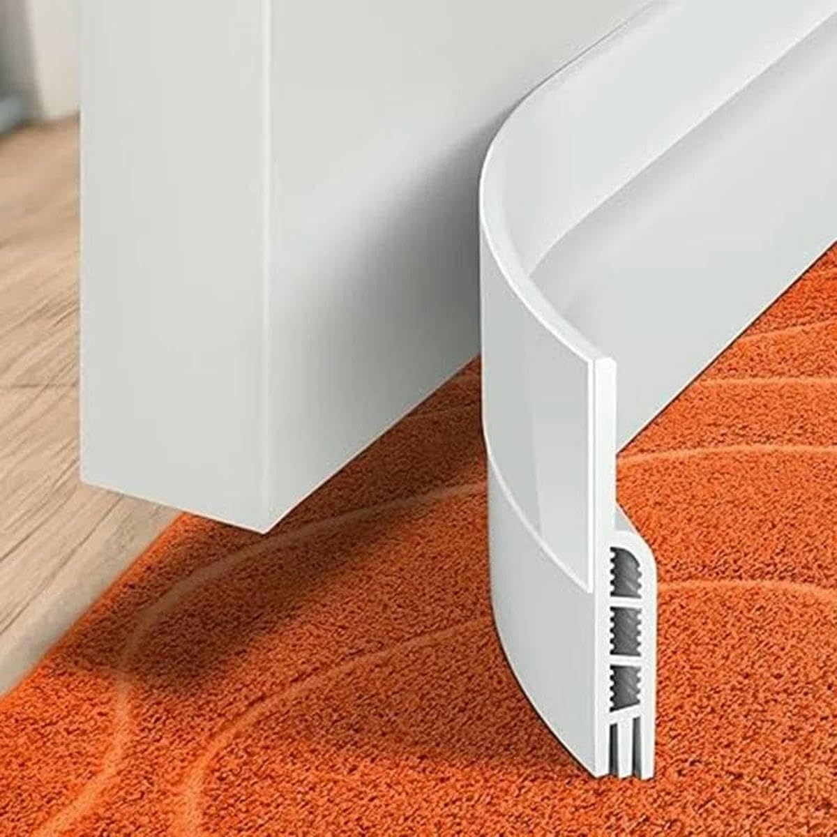 Yfshc White Door Draft Stopper Under Door Draft Blocker Insulator Door Sweep Weather Stripping Noise Stopper Strong Adhesive