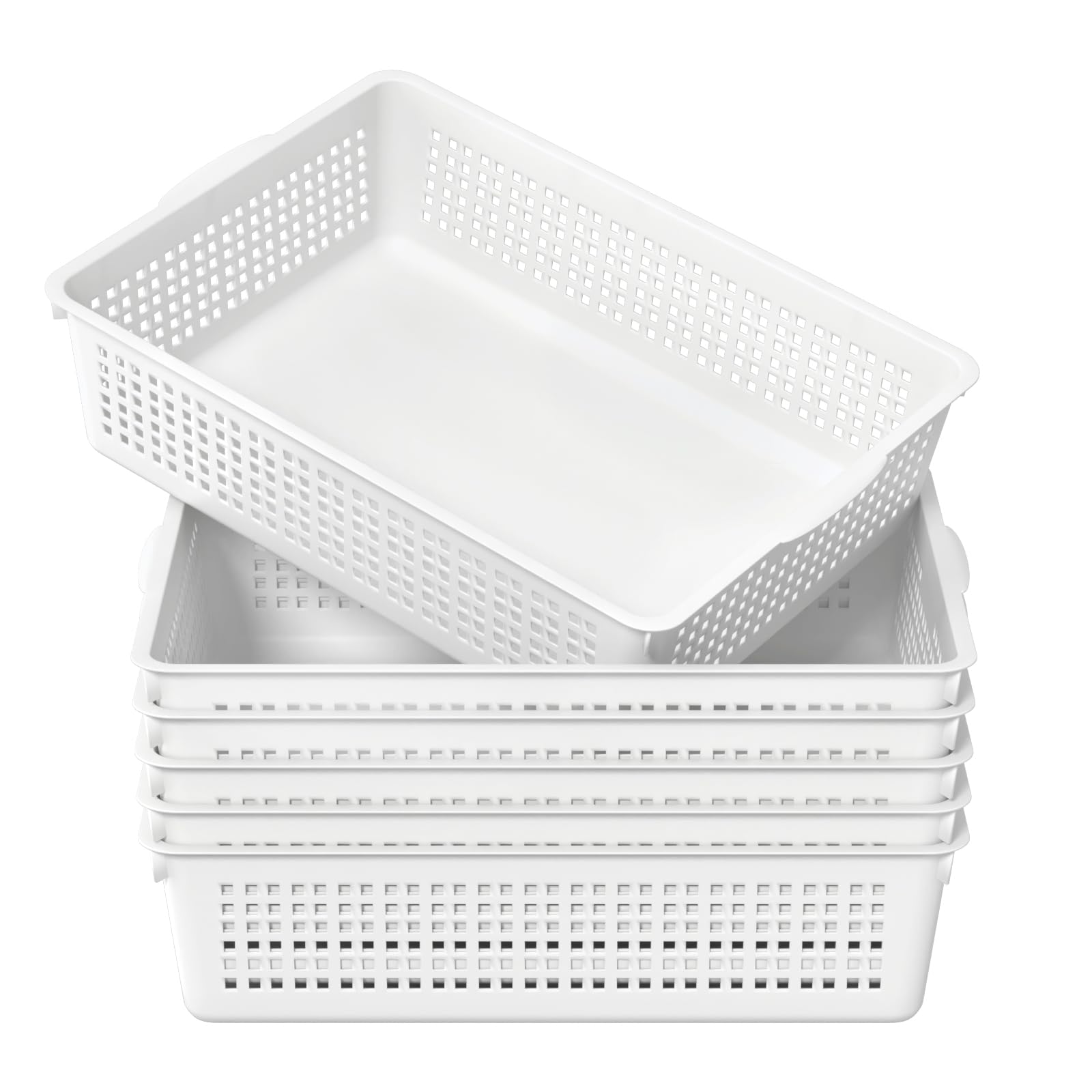 Plateaux de rangement en plastique A4 empilables, paniers blancs rigides pour trier vos papiers