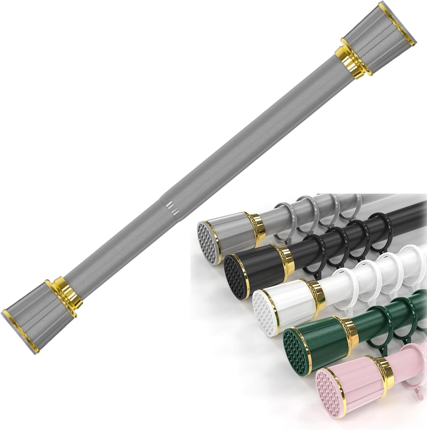 Heavy Duty Tension Curtain Rod for Window,15-195 Inches,Room Divider with Adjustable Pole for Hanging Clothes,Wardrobes,Shoe Cabinets,Curtain,Black (Color : White, Size : 165-195inchs)