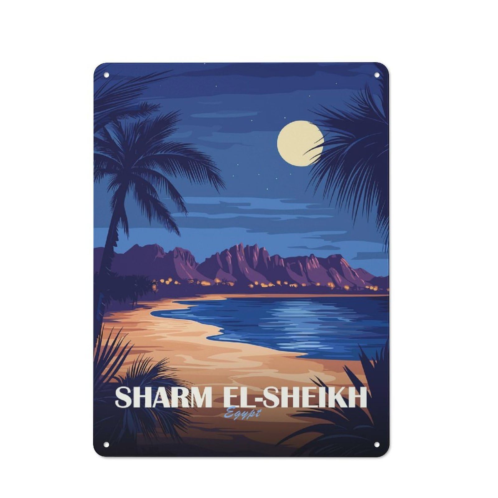 Junmoney Sharm El-Sheikh Egypt Travel Vintage Metal Wall Decor 40X30cm, Tin Wall Sign For Coffee Bar, Kitchen, Bistro Or Tea Corner