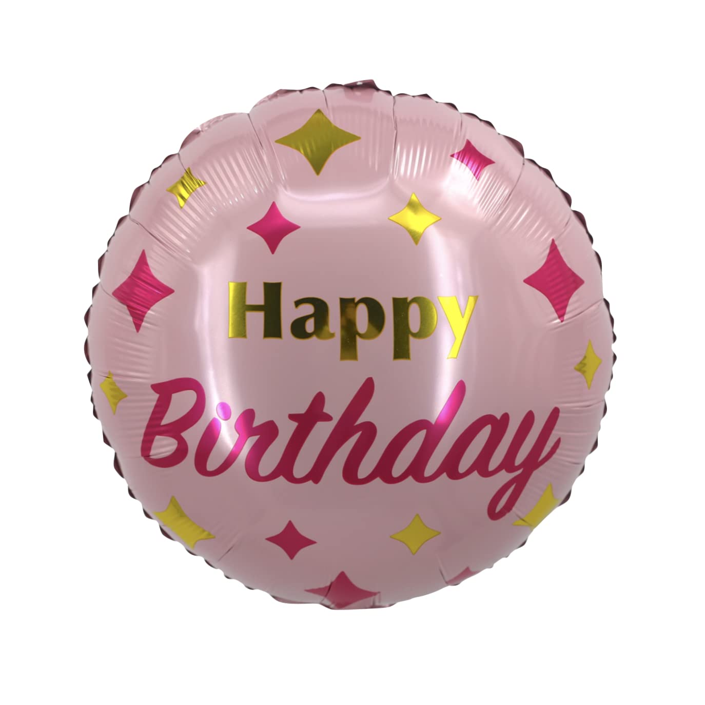 Pink Stars Happy Birthday Round Foil Balloon, 33cm Helium or Air Party Decoration, Birthday, Celebration (5 Pack)