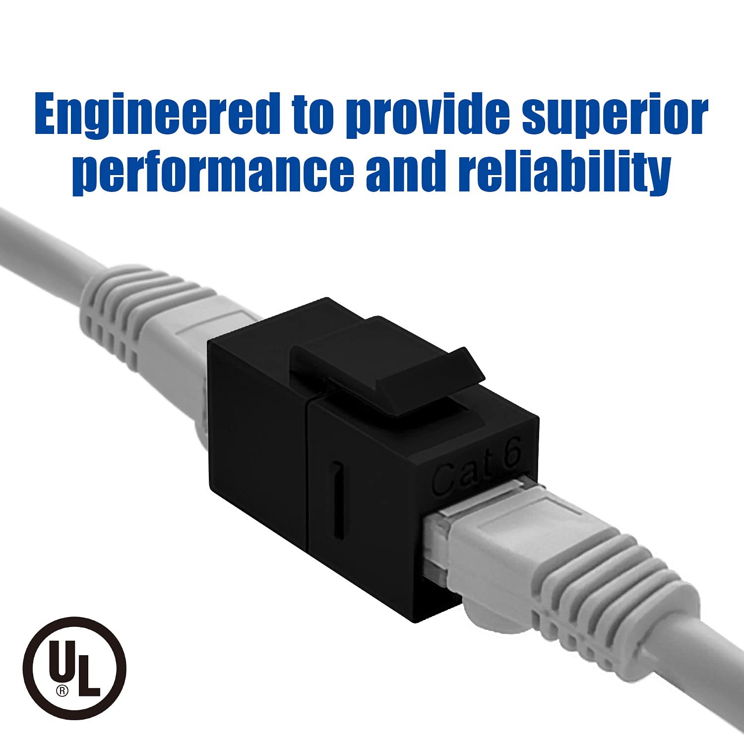 Beszin Cat.6 RJ45 Inline Coupler with Keystone Latch, Female-Female [50-Micron Gold Plated] (10-Pack, Black)