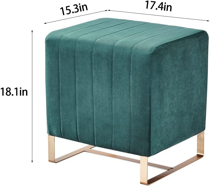 Miniatura 2 de Mxfurhawa Taburete rectangular grande de terciopelo otomano con patas doradas verde rosa