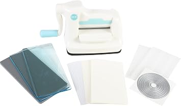 We R Memory Keepers 0633356616290 Tool Mini Evolution Starter Kit-Machine Buffer Cutting Plate Embossing (64 Piece), White, Blue