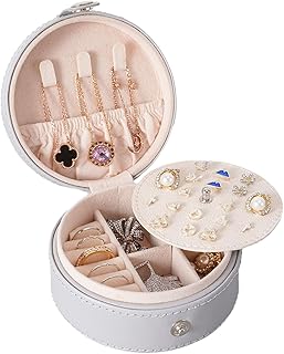 旅行用ジュエリー収納ケース - PUレザー製イヤリング展示用ケース | 携帯用ジュエリー収納ホルダー | イヤリング、リング、ピアス、リップスティック用、家庭、寝室、アパート、職場向けジュエリー収納ケース