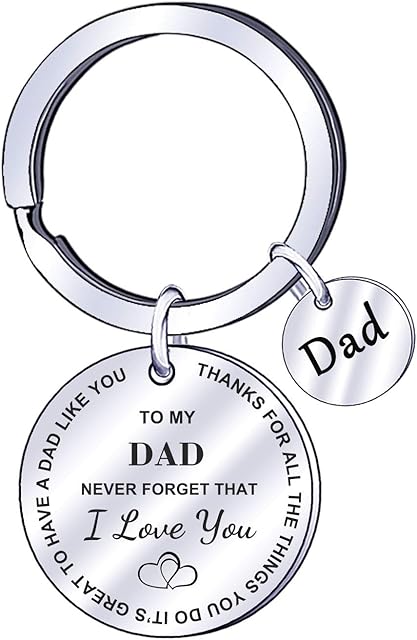 fuhuaxi Dad Keyring Keychain Gift from Daughter Son Never Forget That I Love You Dad Papa Father Key Ring Birthday Present