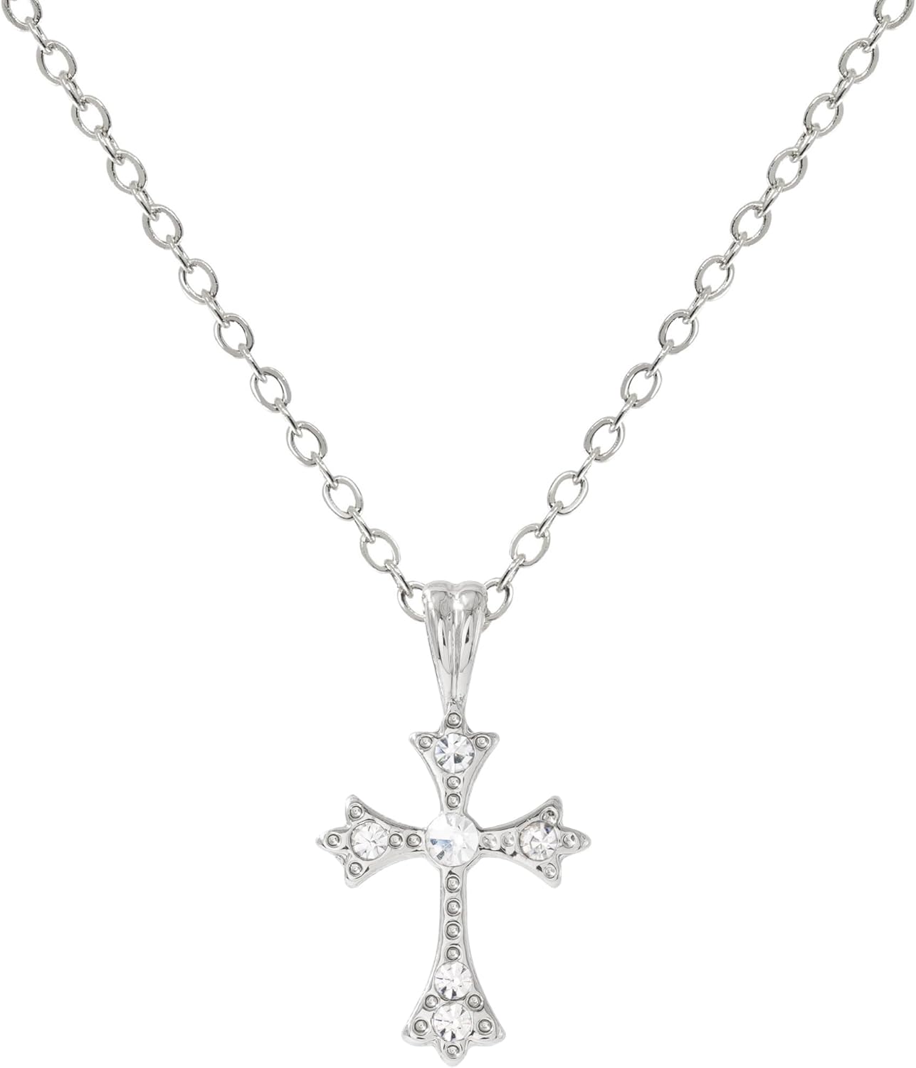 Cubic Zirconia Cross Necklace for Women 14K Gold Plated Dainty Simulated Diamond Cross Pendant Non Tarnish Jewelry Religious Easter Communion Gifts [CXN-CZ]