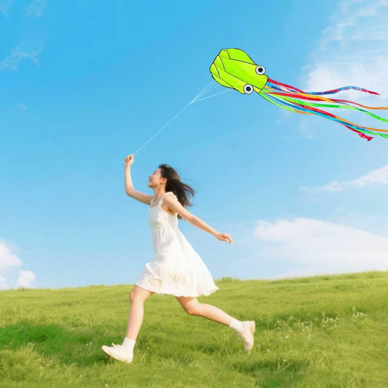 Octopus Kites for Kids & Adults Easy to Fly, 24”x 158” Large Soft Kite Kit for Boys and Girls, Single Line 3D Beach Kite Set for Teens,Perfect for Outdoor Activities