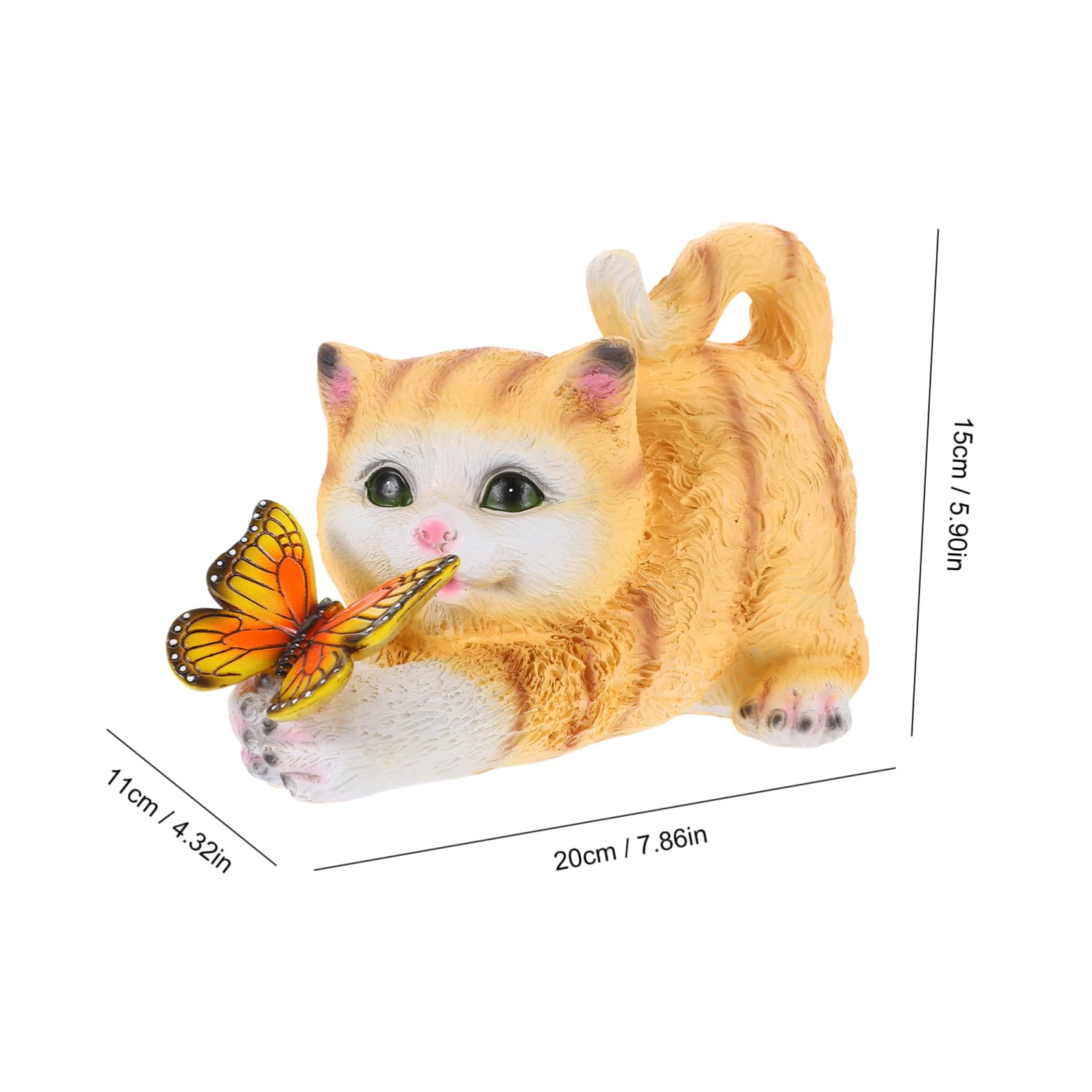 Realistische Katzenornament aus Kunstharz mit Gelber Farbe und Einzigartiger Form Raumdekoration für Garten und Sammler Lebensechte Katzenfigur für Outdoor Bereich