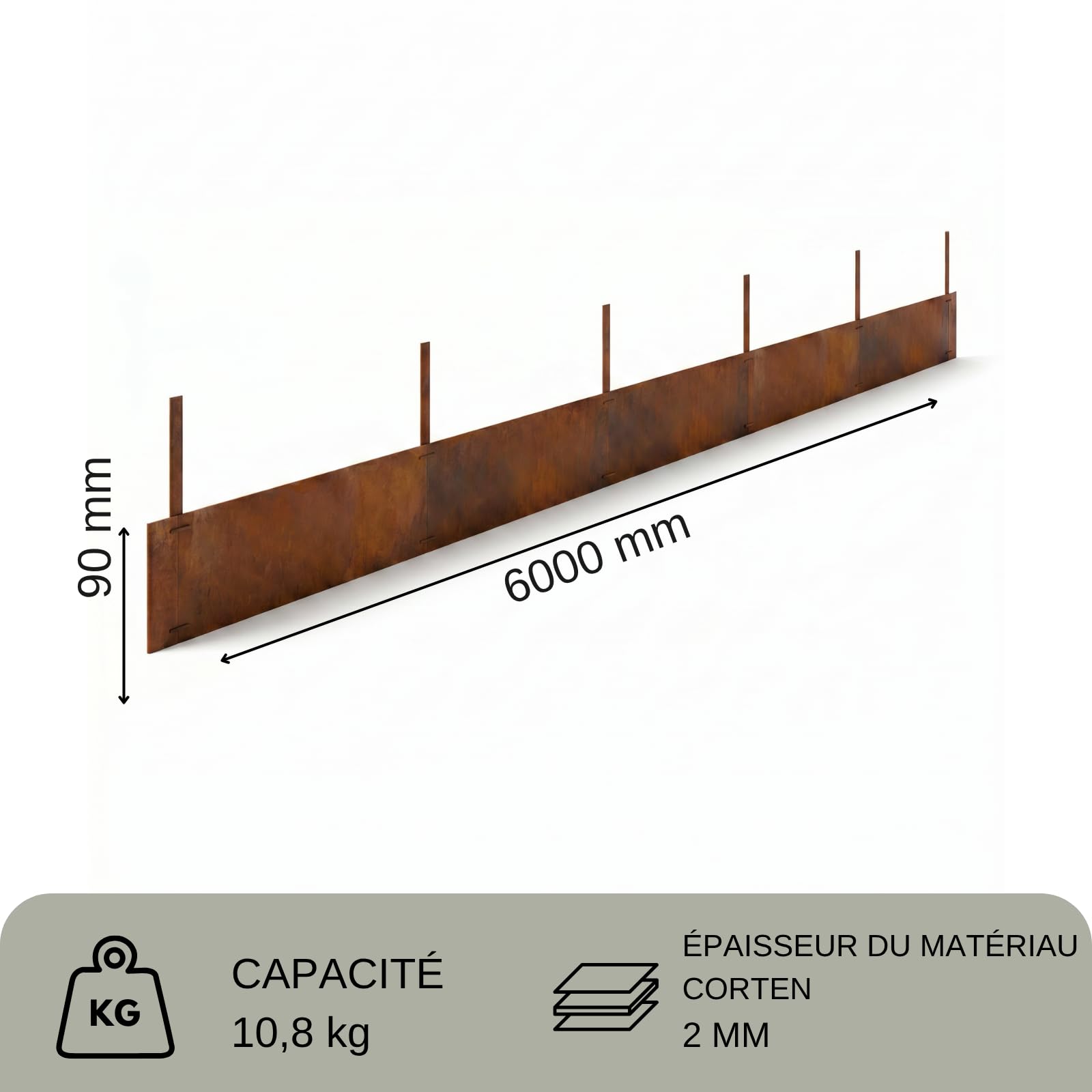 Modu Rasenkante Cortenstahl 2 mm, 6 m x 9 cm