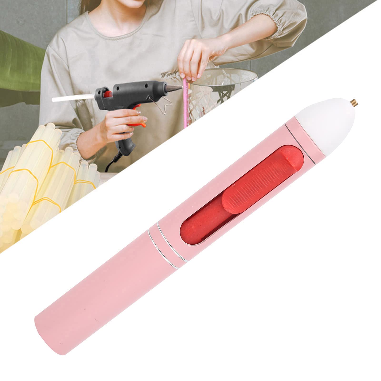 Pistola per Colla a Caldo Rosa Mini Cordless Potente Strumento Fai da Te per Artigianato e Progetti 5V