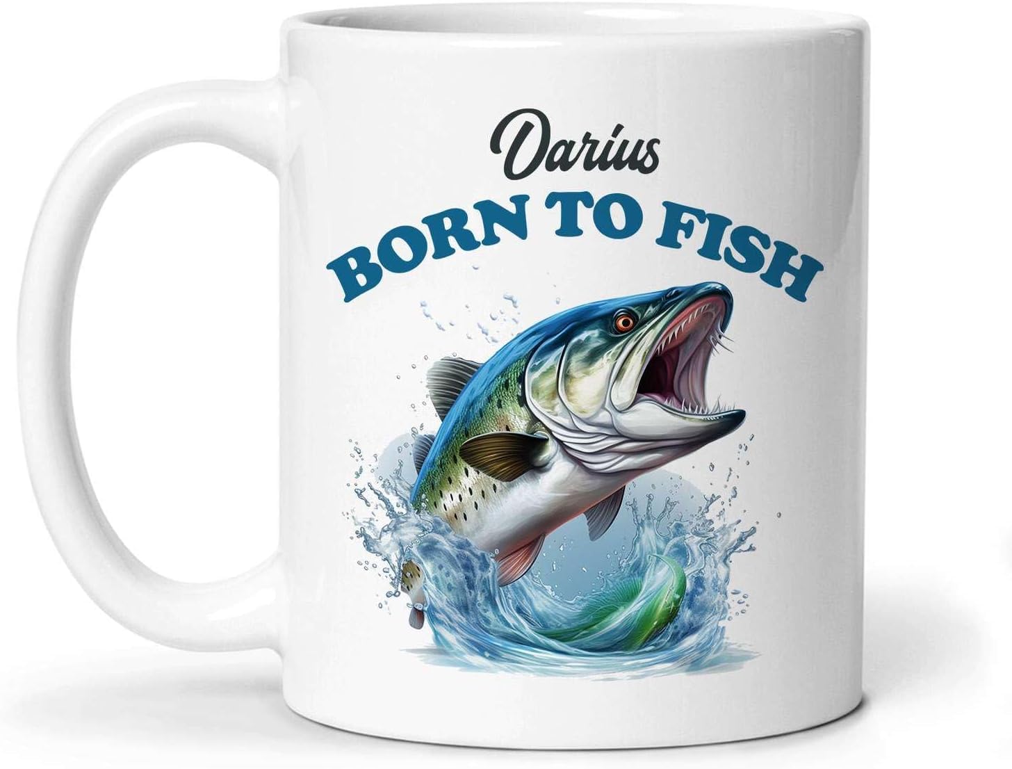 Personalized Funny Fishing Coffee Mug for Men Women Custom Name Born to Fish Ceramic Tea Cup Unique Angler