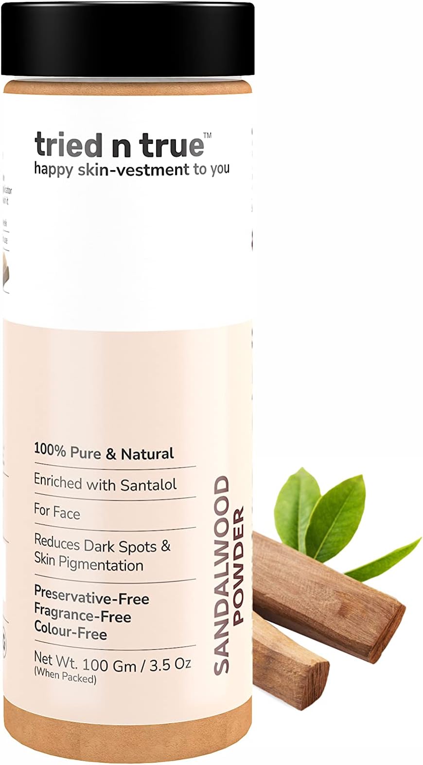 tried n true Sandalwood Powder, Chandan Powder, Pure and Natural Face Pack Powder for Dtan, Reducing Acne and Pimples, All Skin Type for Men and Women -100 gm