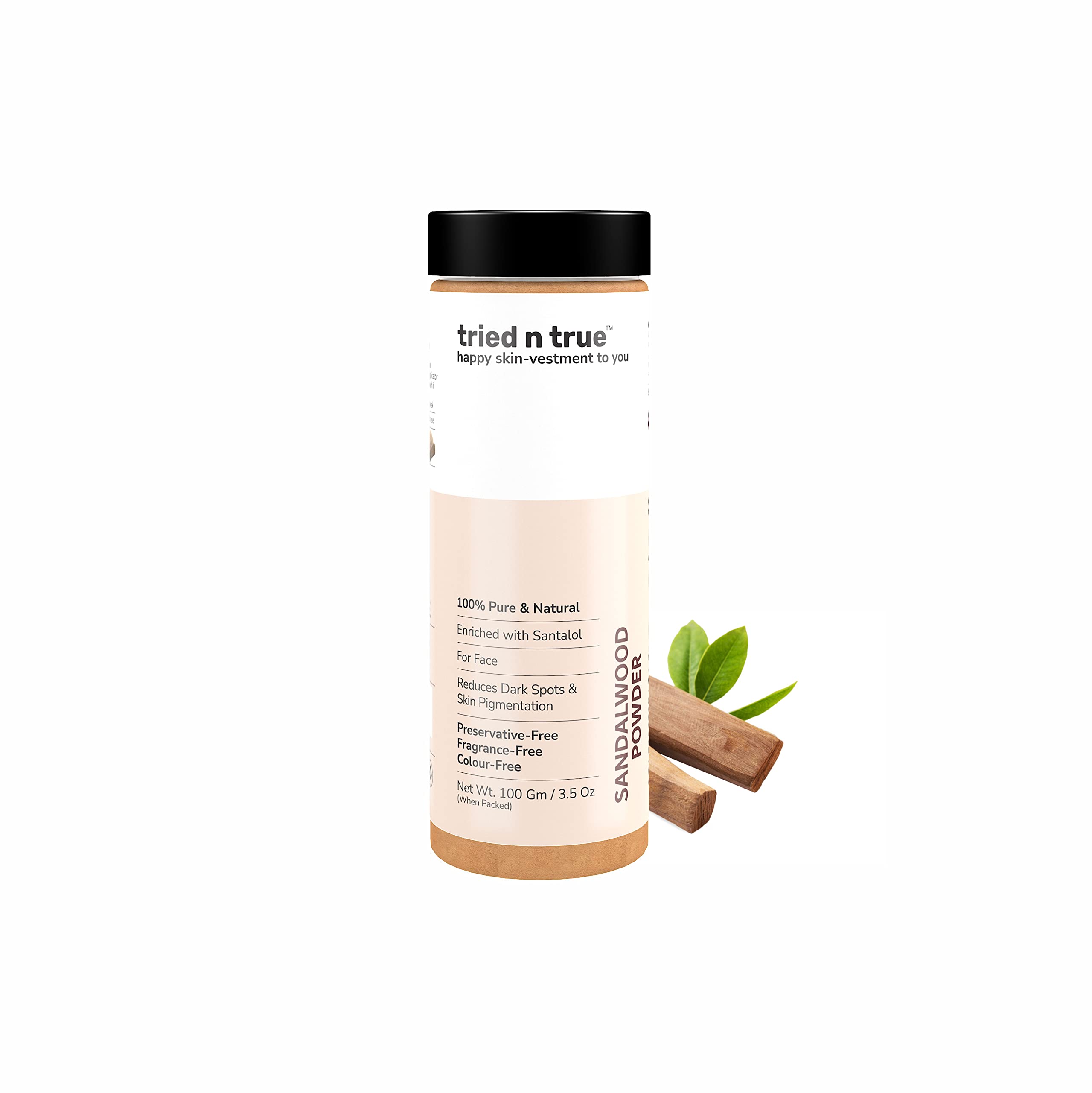 tried n true Sandalwood Powder, Chandan Powder, Pure and Natural Face Pack Powder for Dtan, Reducing Acne and Pimples, All Skin Type for Men and Women -100 gm