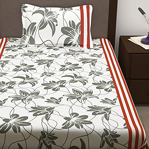 Image of Story@Home 210 TC Spark Collection Bedsheet for Single Bed with a Pillow Cover, (Pack of 2, White)