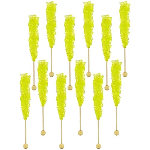 Rock Candy Lollipops Pops Candy Suckers, surtido de colores y sabores, envueltas individualmente, 6.5 pulgadas (piña, paquete de 12)