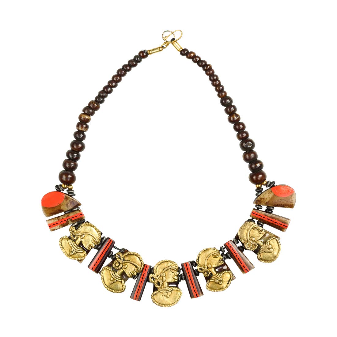 ExclusiveLane Tribal Lady Faces Bohemian Brass Necklace Handcrafted in Dhokra Art (Bib) -Neckalce Sets for Women Girl Traditional Jewellery Stylish Modern for Girls Mala Pendant Set (B084DS21Z2) Amazon Price History, Amazon Price Tracker