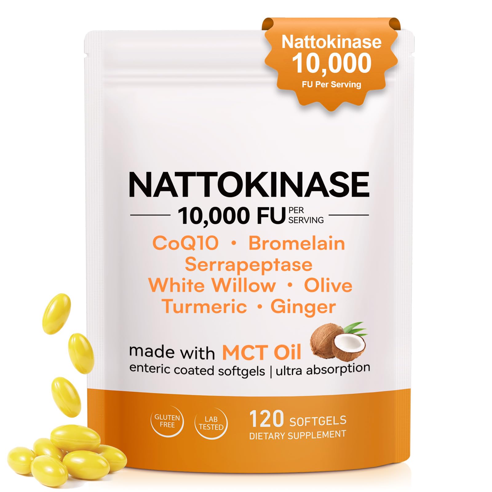vopxccvy — Suplemento multi-enzimas com nattokinase 10.000 FU e serrapeptase 18.000 SPU, 120 cápsulas moles